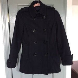 Navy Blue Peacoat, double breasted and insulated